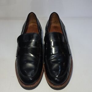 556. COACH Men's Black Leather Penny Loafers - Size 10